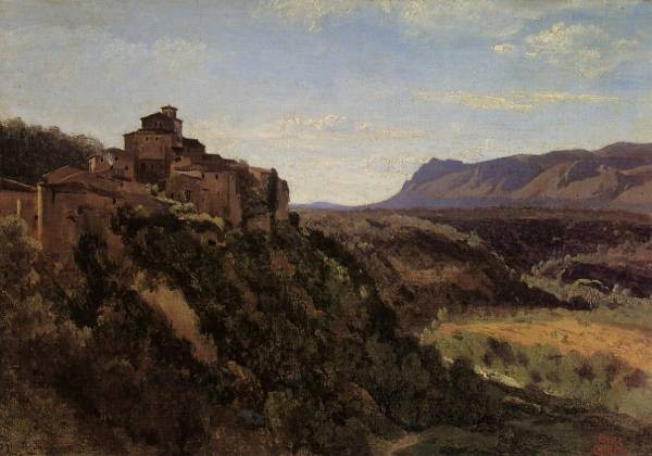 Corot Papigno Buildings Overlooking the Valley